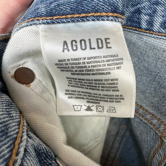 AGOLDE Riley High-Rise Straight Cropped Distressed Jeans Escalate Sz 29 - Picture 9 of 13